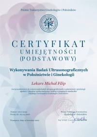 certyfikat Wykonywanie badań ultrasonograficznych w położnicstwie i ginekologii