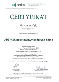 certyfikat USG MSK podstawowy kończyna dolna